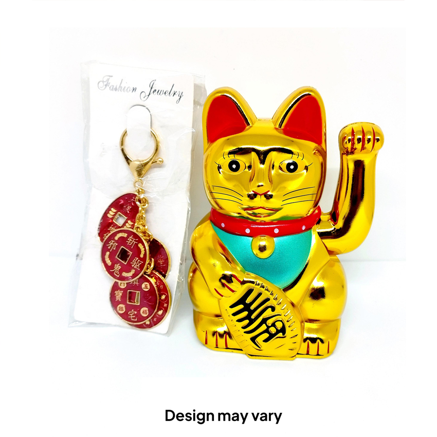 Japanese Golden Cat with Fengshui keychains (Design may Vary) Dropify